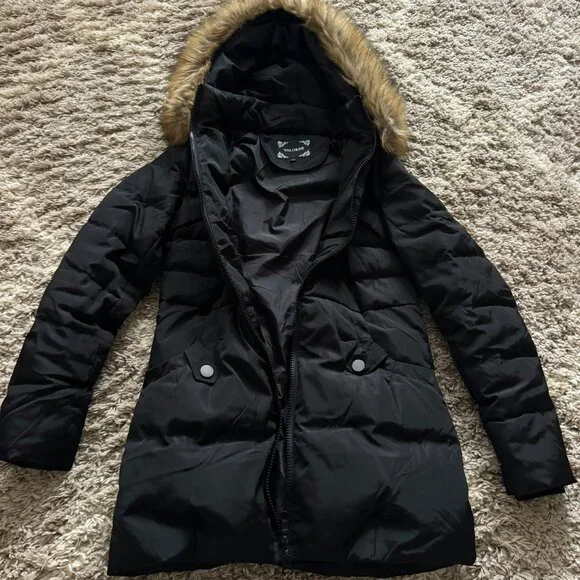 Valuker Women's Down Coat With Fur Hood With 90% Down Parka Winter Puffer Jacket - Picture 3 of 5